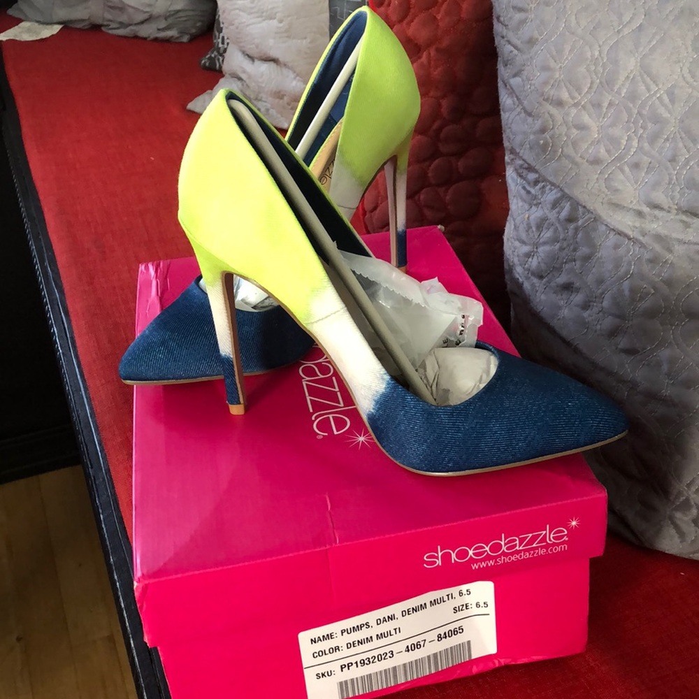Multi Color Denim Pumps